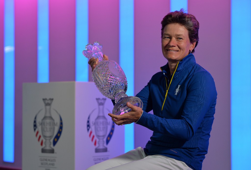 EDINBURGH, SCOTLAND - SEPTEMBER 21: Catriona Matthew of Scotland poses as she is announced as the European Team Captain for the 2019 Solheim Cup to be held at Gleneagles during a press conference at the Edinburgh International Conference Centre on September 21, 2017 in Edinburgh, Scotland. (Photo by Mark Runnacles/Getty Images)