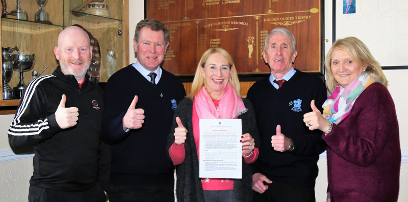 Caption: (from left) Mike Greener, England Golf Club Support Officer for County Durham; Steve Watkin, club Manager; Alyson Chapman, Charter champion; Alan Pearson, club Captain; and Chris Pascall from the Durham Ladies' Association.