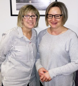 New Skipton Golf Club ladies captain Carolyn Murphy, left, with her predecessor Pat Eaton.