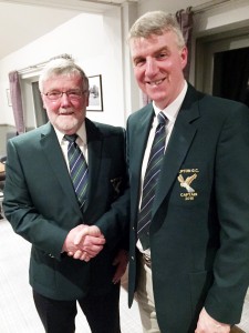 Bill Simpson, left, Skipton Golf Club’s new men’s captain, with outgoing captain Gerald Corrigan.