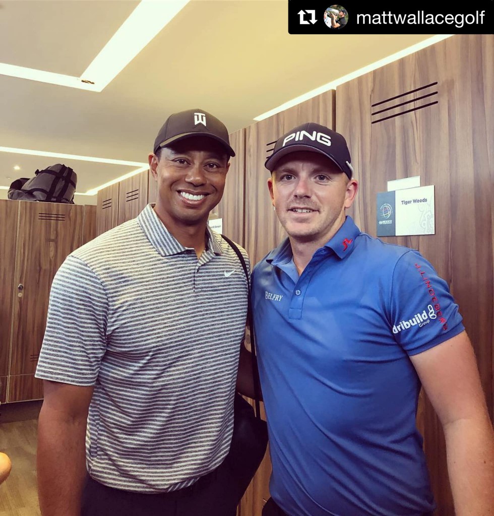 Hertfordshire’s Matt Wallace could not resist grabbing a shot with Tiger Woods in the locker room at Mexico City’s Chapultepec Golf Club, host of the WGC-Mexico World Golf Championship