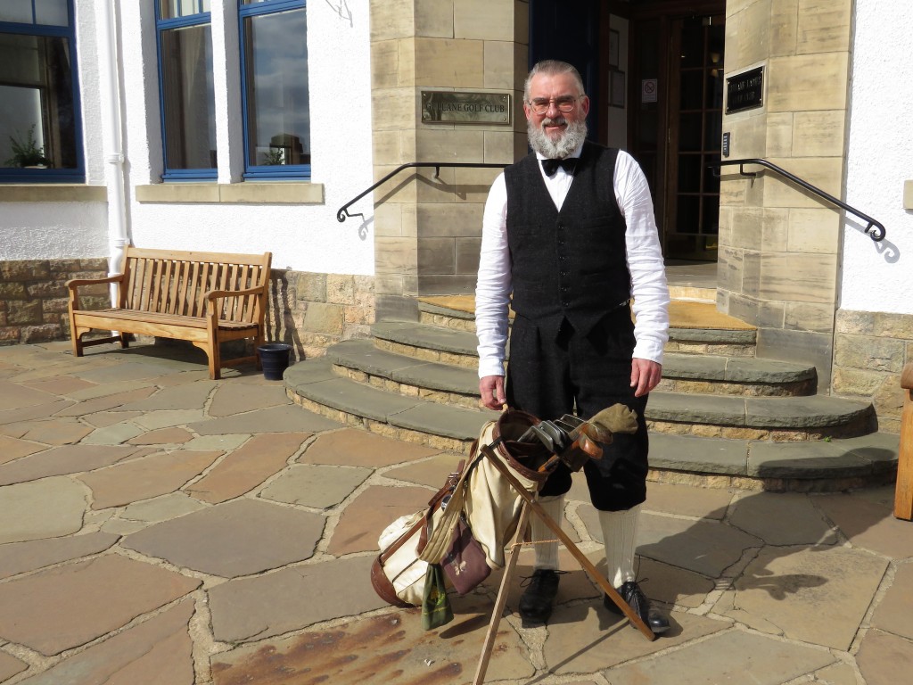 Rudiger Hillert with his hickory clubs, playing in The Links Cup East Lothian 2019