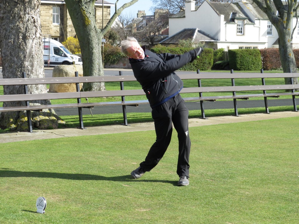Winner Scott Allison driving off the 1st in his final round at Gullane in The Links Cup East Lothian 2019