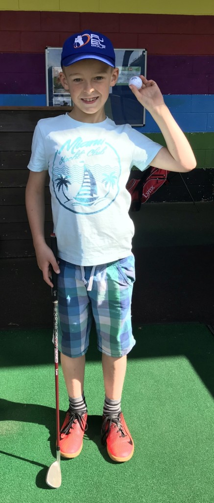 Seven year old Eddie Claughton from Oulton Hall is the Eagle Ace at Leeds Golf Centre