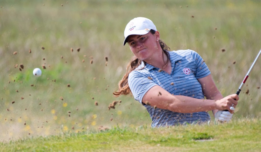 Stoke by Nayland’s Lily May Humphreys is on course to retain her England Women’s Amateur Championship crown after winning her quarter-final against Cheshure’s Bel Wardle at North Devon’s Saunton Golf Club. Picture by LEADERBOARD PHOTOGRAPHY