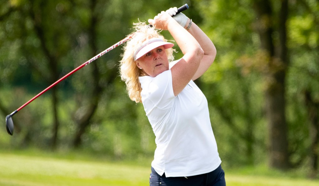 It was third time lucky for Pyecombe’s Aileen Greenfield, who took the English Senior Women’s Strokeplay title at St Enodoc, in Cornwall, having been runner-up in the championship twice in 2015 and 2016. Picture by LEADERBOARD PHOTOGRAPHY