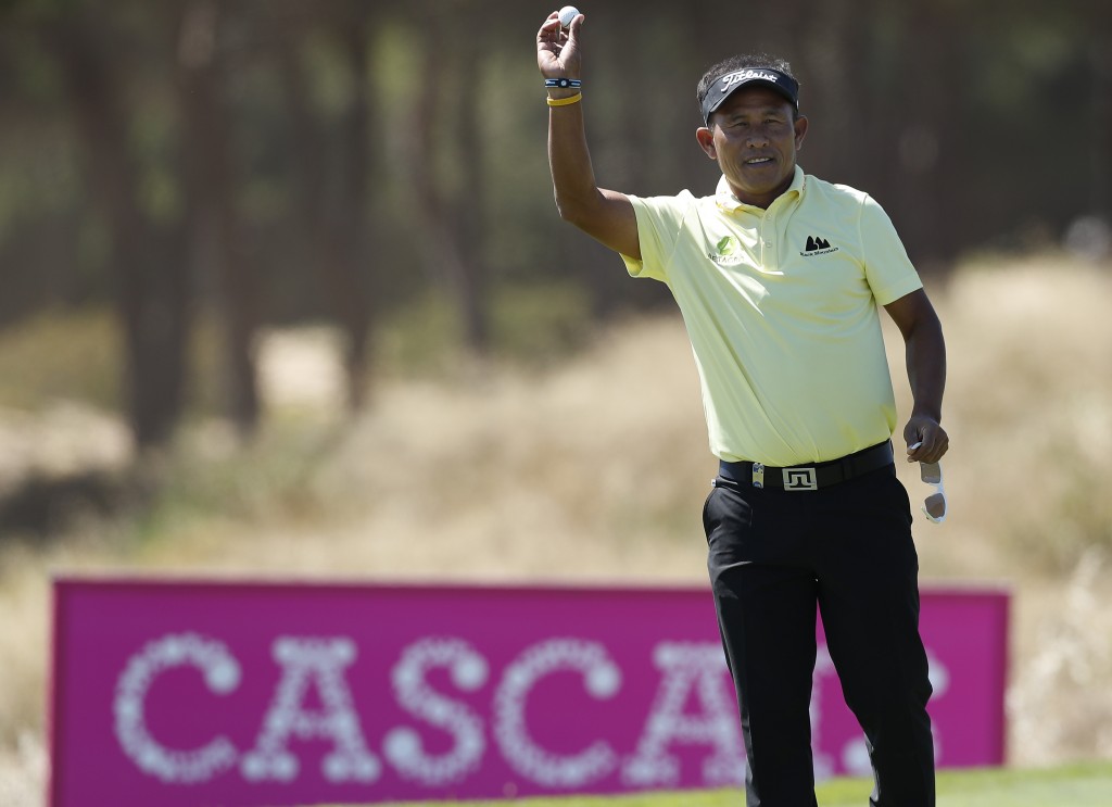 Thailand’s Thongchia Jaidee who hit a hole-in-one to beat Ireland and put his country through to the knockout phase of the GolfSixes at Cascais’ Oitavos Dunes. 