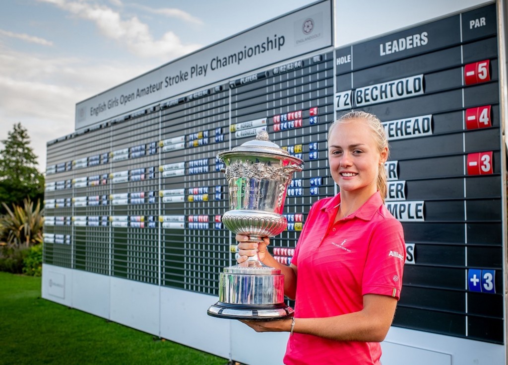 The 2019 English Girls Amateur Champion Marie Bechtold, from Germany’s St Leon Rot Golf Club