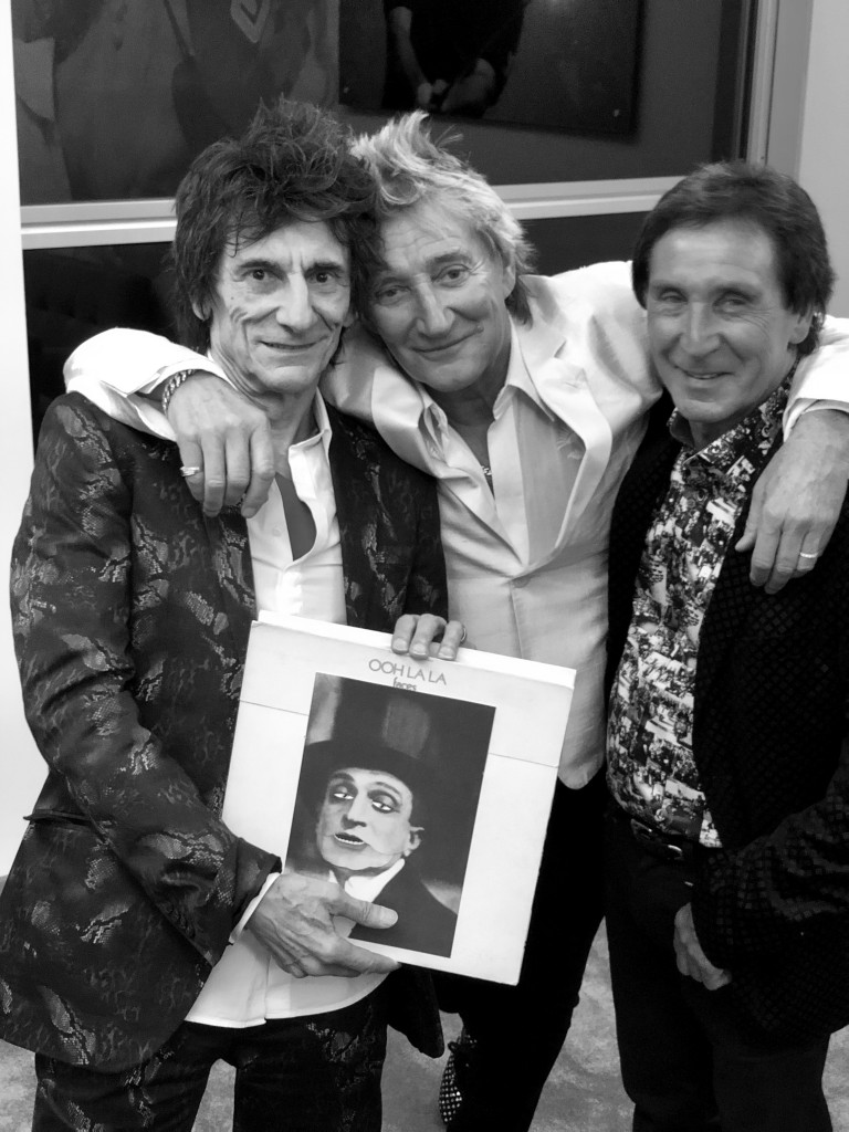 Left to right: Ronnie Wood, Sir Rod Stewart and Kenny Jones, drummer of The Who, who suffered from Prostate cancer after a diagnosis in 2013. Picture by JAMES CHEADLE