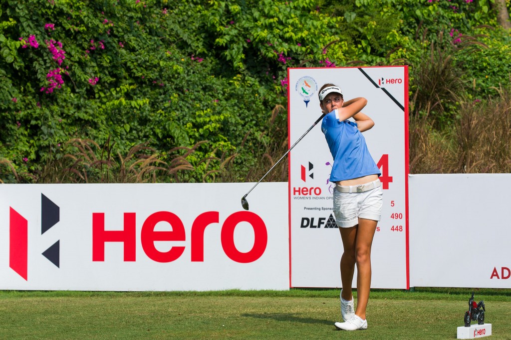 Meghan MacLaren playing in the first round of the 2019 Hero Women’s Indian Open