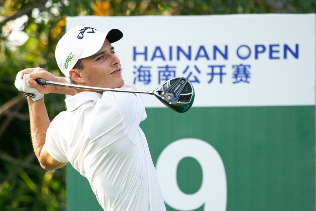 Royal Liverpool’s Matthew Jordan playing in the second round of the 2019 Hainan Open