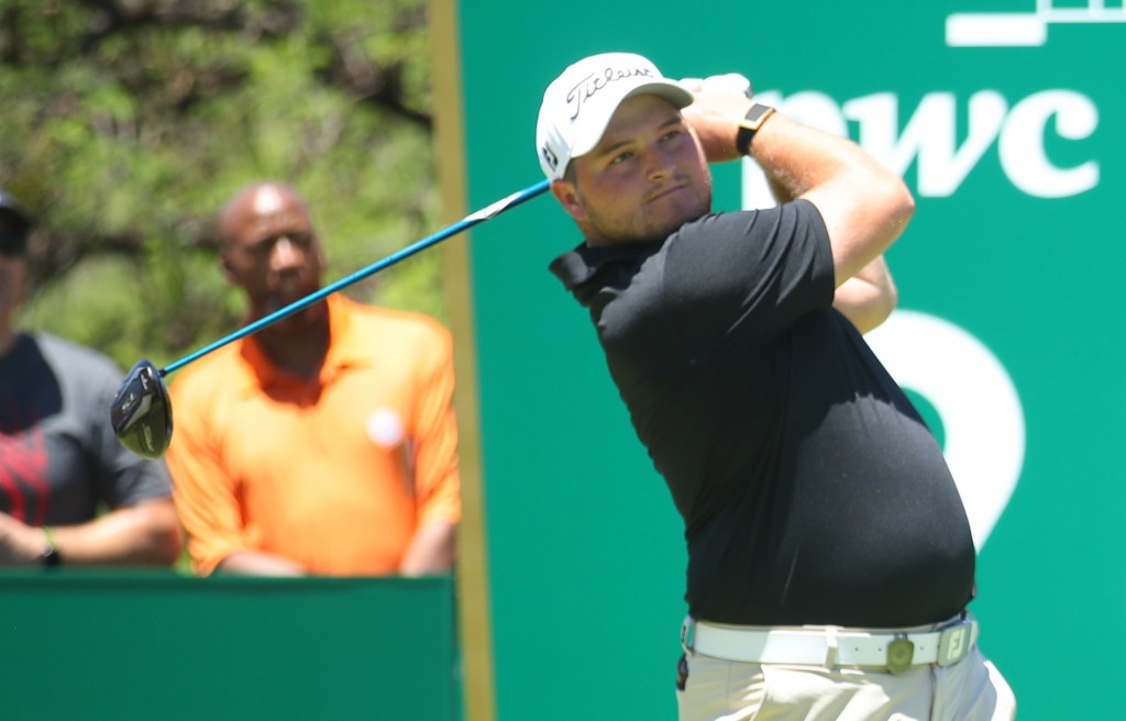 Zander Lombard playing in the second round of the 2019 Nedbank Golf Challenge, at Sun City