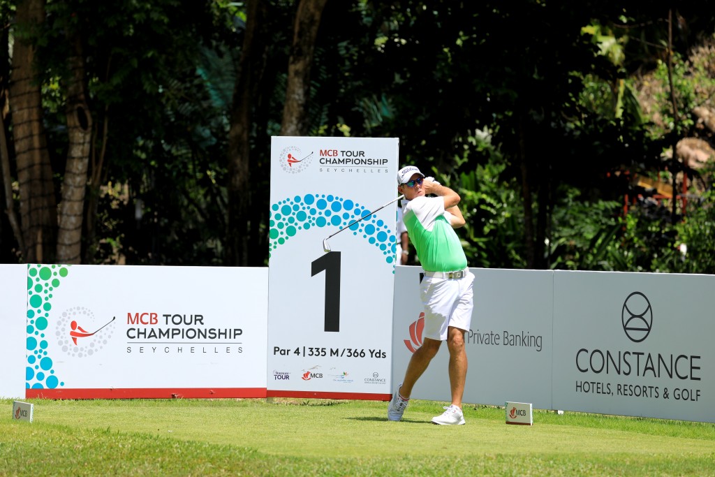 James Kingston in the second round of the 2019 MCB Tour Championship at Seychelles’ Constance Lemuria