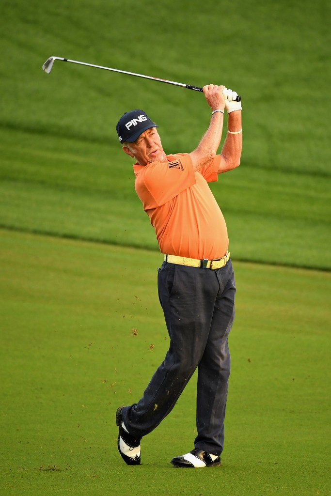 Miguel Angel Jimenez playing in the 2019 Dubai Desert Classic