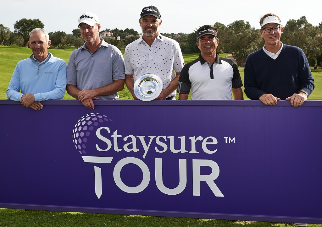 Winner MICHAEL LONG (centre) with the other four graduates at the Staysure Tour Qualifying School