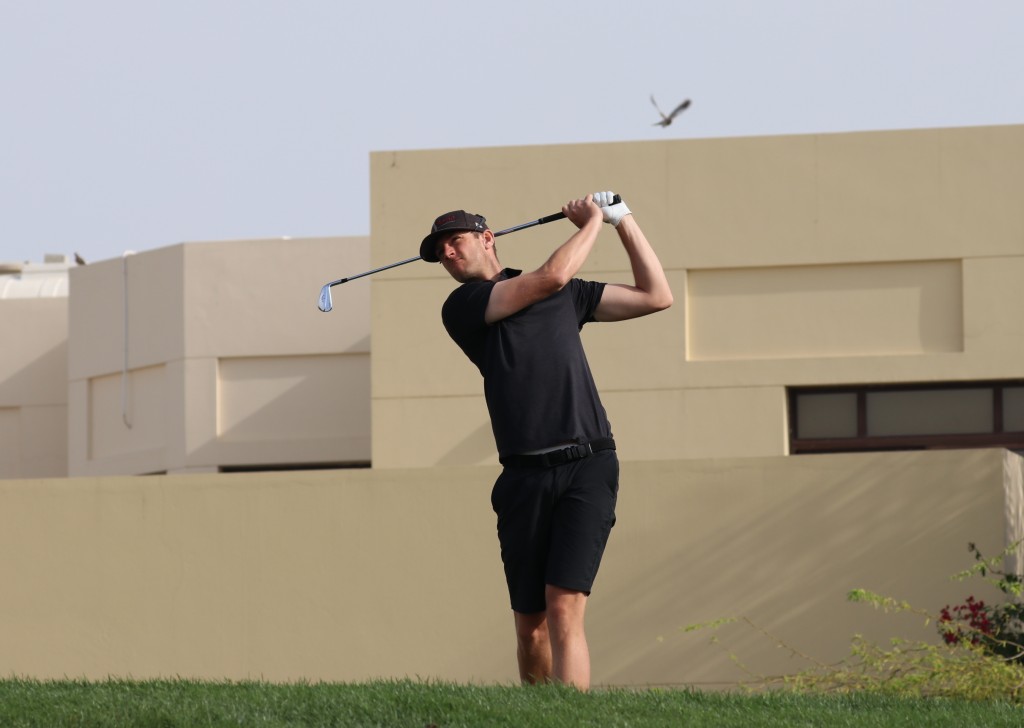 Germany’s Max Kramer playing in the first round of the 2020 Royal Golf Club Bahrain Open, on the MENA Tour