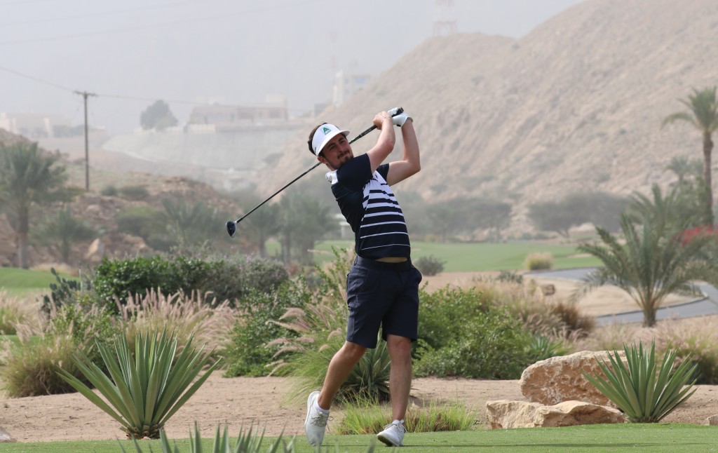 Kent’s Alfie Plant playing in the second round of the 2020 Ghala Open on the MENA Tour, in Muscat, Oman