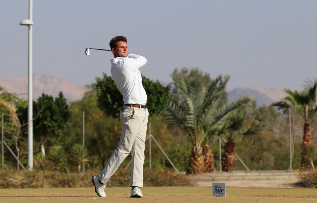 Ryan Lumsden is a shot behind first round leader Mitch Waite in the 2020 Journey to Jordan No. 2 on the MENA Tour