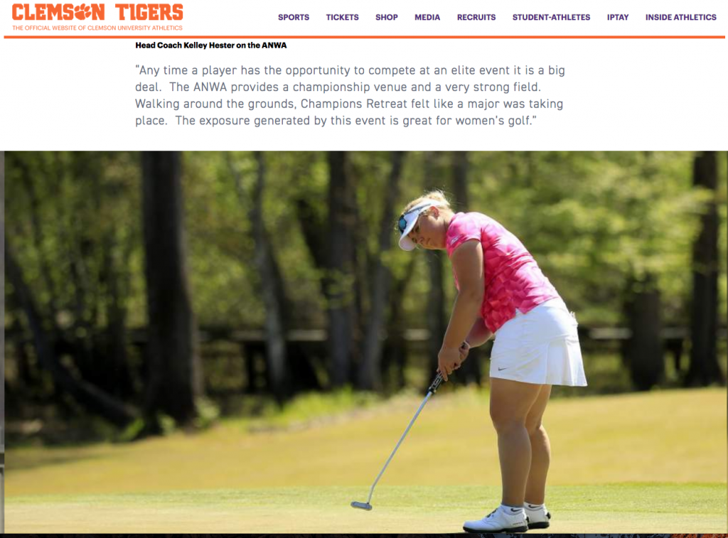 Clemson University’s Alice Hewson from Berkamsted Golf Club playing in the Augusta National Women’s Amateur in 2019