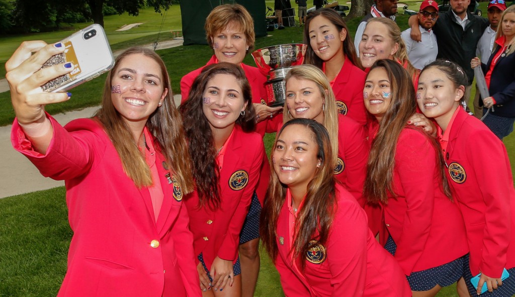 The winning USA team at the 2018 Curtis Cup at Quaker Ridge