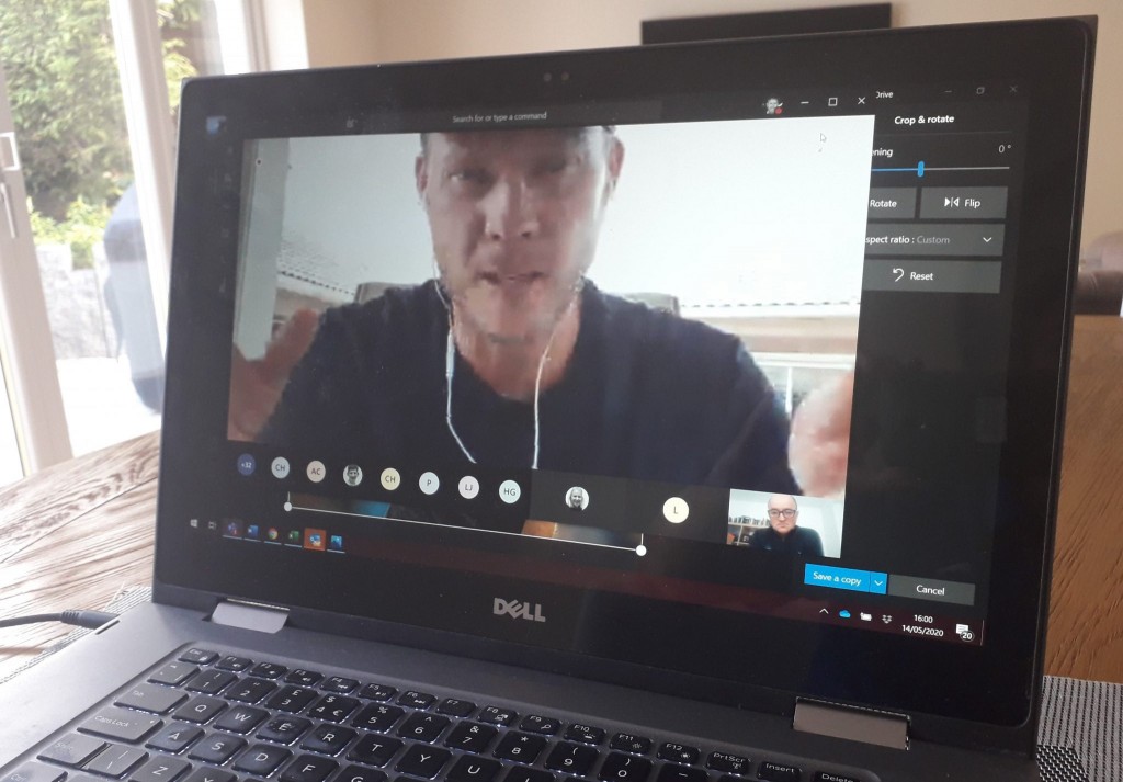 Danny Willett talking to England squad members in an online Q&A