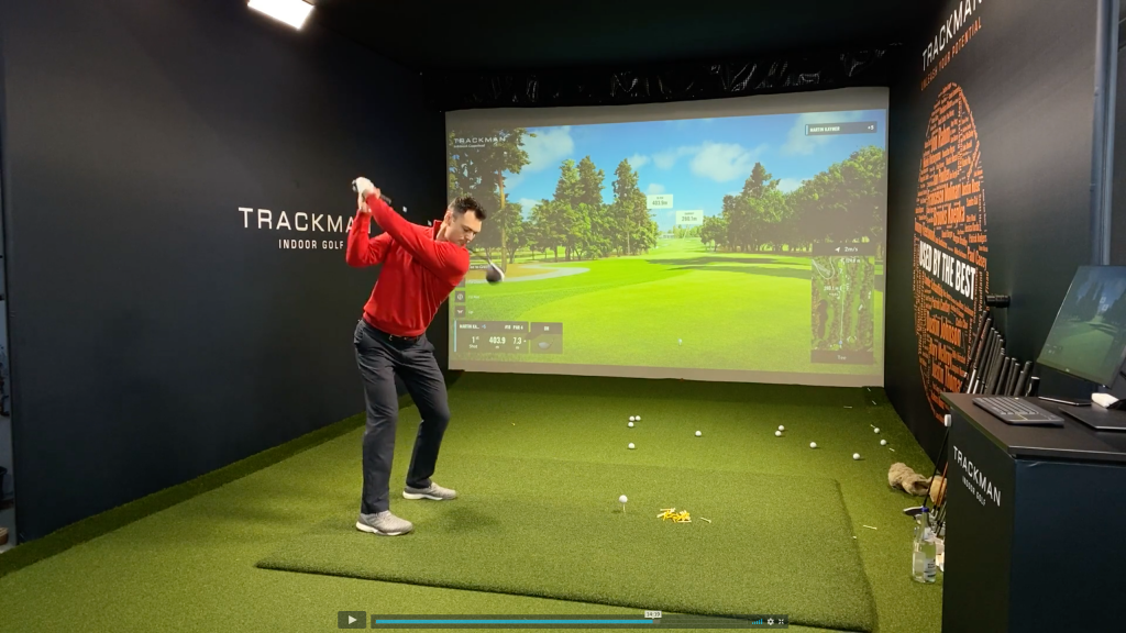 Martin Kaymer using Trackman on a simulator which will power the BMW Indoor Invitational