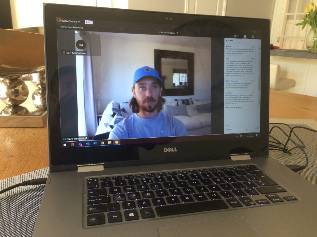 Tommy Fleetwood talking to members of the England Golf national squads in an online Q&A