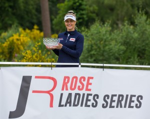 Charley Hull – winner of the first Rose Ladies Series event at Brokenhurst Manor – got to play with Somerset’s Mimi Rhodes, one of England’s top young talents. Picture by TRISTAN JONES