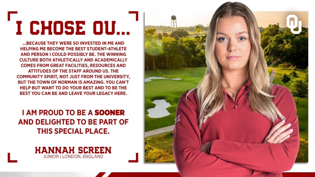 Oklahoma University Junior Hannah Screen