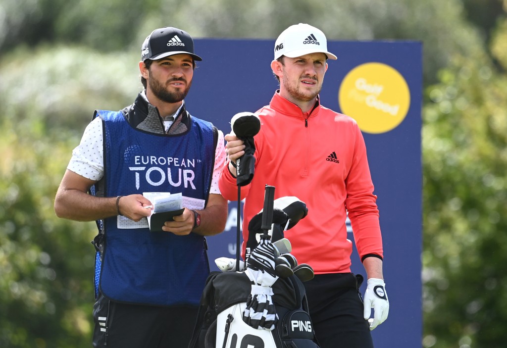 Conor Syme (right) made a double bogey at the last to drop down the leaderboard but was rewarded with a place in the US Open at Winged Foot, in September.