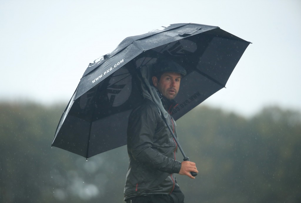 Robert Rock playing during the weather hit third round of the 2020 Aberdeen Standard Investments Scottish Open at The Renaissance Club 