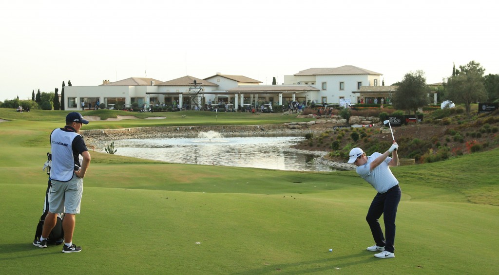 Robert MacIntyre playing his second shot into the 18th in the final round of the 2020 Aphrodite Hills Cyprus Showdown